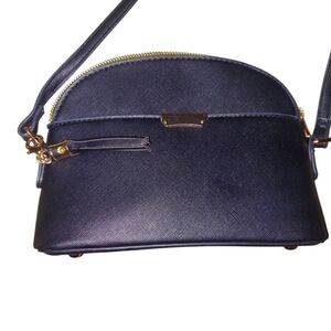 Faux Saffiano Leather Look Small Dome Crossbody
